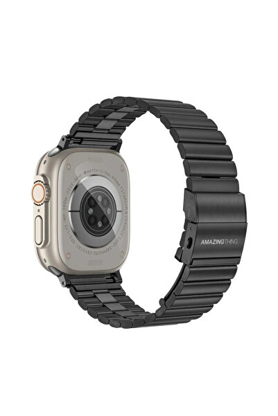 Amazingthing Λουράκι Metal Titan Steel Black Apple Watch 44/45/46/49mm