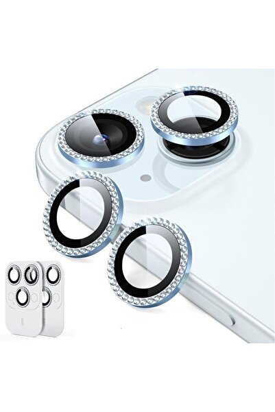 ESR (2-Pack) Armorite Tempered Glass Camera Lens Rhinestone Light Blue iPhone...