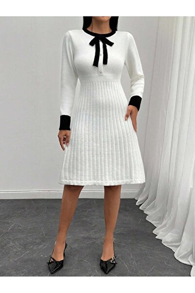 Iuliashop Rochie scurtă tricotată albă Didra - M