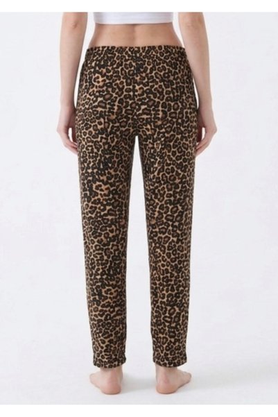 noend Women's Leopard Patterned Pajama Bottoms Plus Size Suede Velvet Elastic Waist Comfortable and Stylish