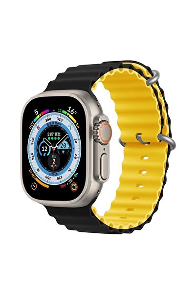 Orso Deluxe Sport Silicone Black/Yellow Λουράκι Apple Watch 44/45/46/49mm