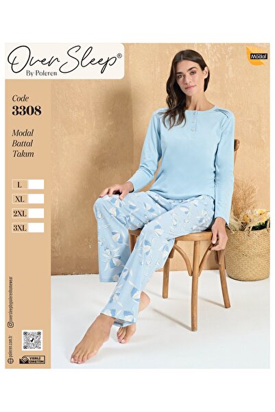 Generic Brand Sleep Poleren Blue Modal Battal Pajama Set