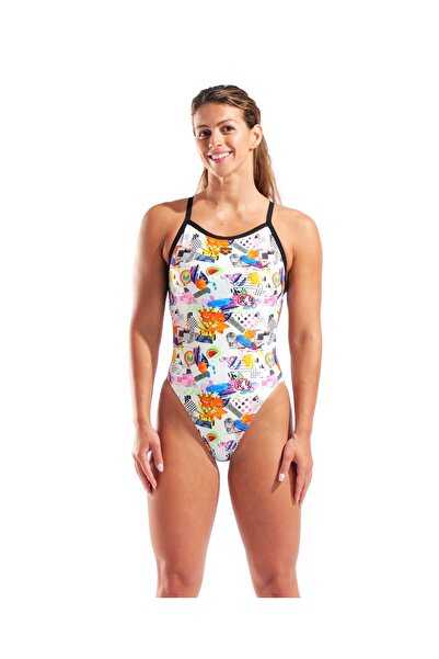 ARENA W Collage Μαγιό με χιαστί πλάτη X-Criss Cross, λευκό γυναικείο μαγιό