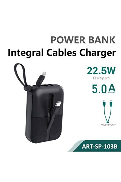 SiPro Siipro Built-in Cable PowerBank 9000mAh 22.5W Black (SP-103B)