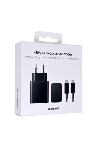 Samsung Fast Travel Φορτιστής 45W USB με Καλώδιο Type-C to Type-C Black