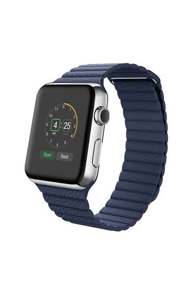 OEM PU Μαγνητικό Λουράκι Σκούρο Μπλε για Apple Watch 38/40/41/42mm Σειρά 10 2024