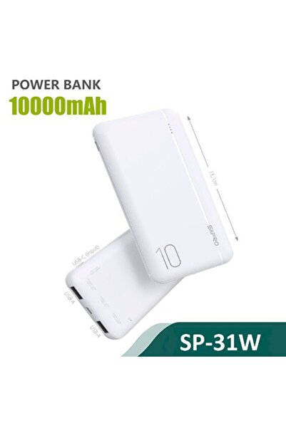 SiPro Siipro 1x PD USB-C 2x USB PowerBank 10000mAh White (SP-31W)
