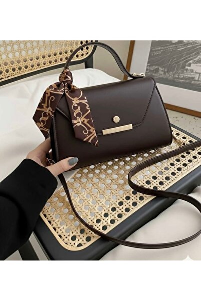 ZEGİ BAGS &MORE Acı Kahve Suni Deri Fular Detaylı El Ve Omuz Çantası