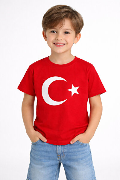 cc collection Κόκκινο παιδικό μπλουζάκι με στάμπα τουρκικής σημαίας για κορίτ...