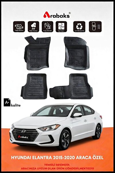 Arabaks HYUNDAI ELENTRA 2015-2020 ARACA ÖZEL 3D Havuzlu Oto Paspas 4 Parça Ka...