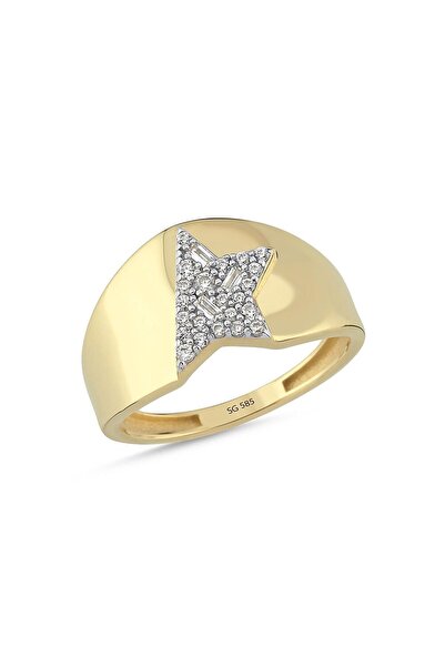 Sembol Gold 14 Ayar Yıldız Detaylı Taşlı Altın Yüzük 2.70 Gram