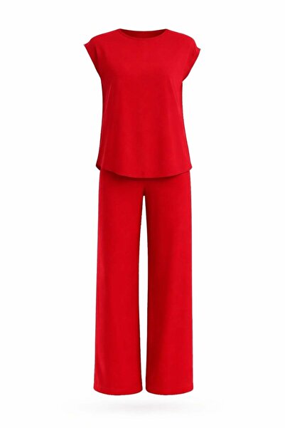 5in1Canpolat Σετ Παντελόνι και Μπλούζα με Σχέδιο Άνθη Ροδιού 0005