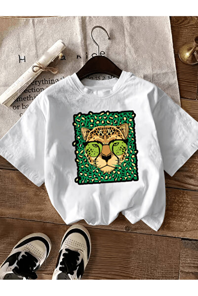 gencerco Μπλουζάκι Premium Oversize με στάμπα πράσινου θέματος και γυαλιά λεοπάρ