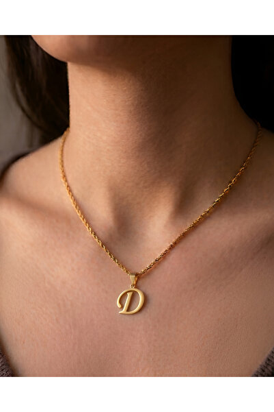 Elora Veyn Women's Twisted Chain D Letter Steel Necklace Does Not Tarnish
