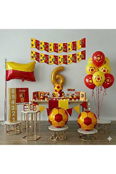ÇITIPITISTORE Κίτρινο και κόκκινο σετ μπαλονιών γενεθλίων με θέμα το ποδόσφαιρο