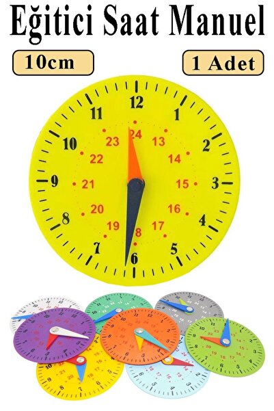 Artlantis Saat Öğretimi Materyali 1 Adet 10 cm Plastik Eğitim Saati Manuel Sa...