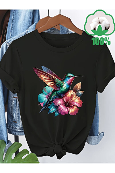 gencerco Χαριτωμένο πολύχρωμο μπλουζάκι με λεπτομέρεια λουλουδιών και στάμπα ...