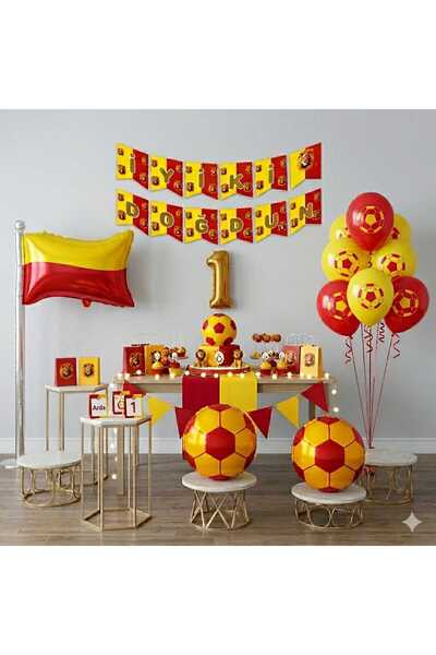 ÇITIPITISTORE Κίτρινο και κόκκινο σετ μπαλονιών γενεθλίων με θέμα το ποδόσφαιρο
