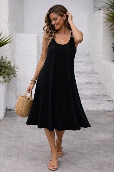 Modayakamoz Νέα συλλογή Γυναικείο φόρεμα με λουράκια, στρογγυλή λαιμόκοψη, λε...