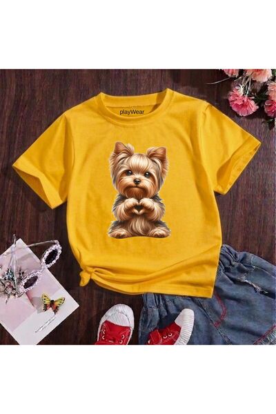 playwear Παιδικό unisex μπλουζάκι με στάμπα Fancy Dog, 100% βαμβακερό, με λαι...