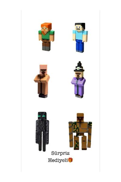 Lumina3D 3D Minecraft Alex Steve Köylü Büyücü Enderman Golem Set