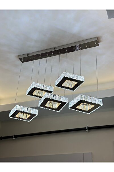 Led YENİ MODEL 5 Lİ KARE KRİSTAL 3 IŞIK SEÇENEĞİ