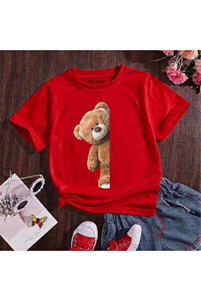 playwear Παιδικό unisex μπλουζάκι με στάμπα Half Bear, 100% βαμβακερό, με λαι...