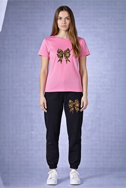 x-compass life Leopard Patterned Bowknot Printed Tracksuit Set – New Season C...