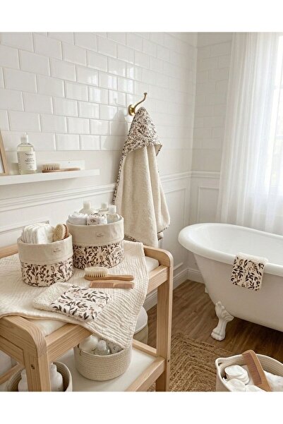 Arabamakss Nünüco Tasarım 5 Parça Bebek Bakım Seti - Organik Desenli Müslin H...