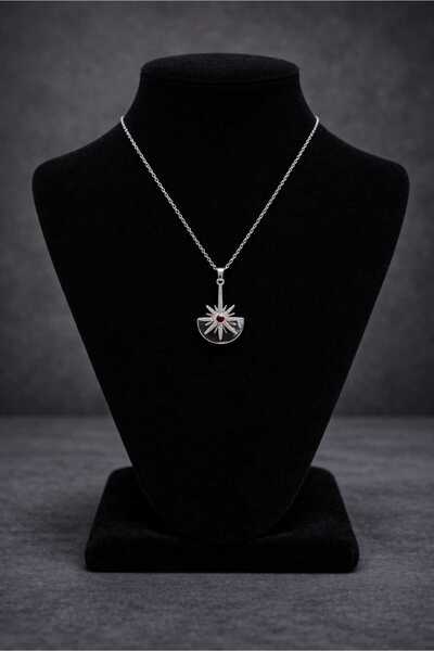 mdm style Red Stone Necklace with Sun Motif