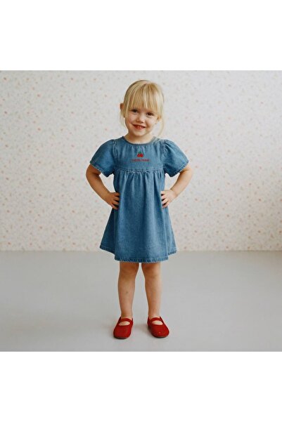 TINY BEAR Girl's Cherry Denim Dress