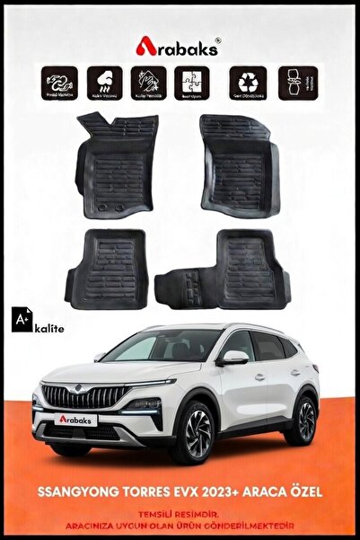 Arabaks SSANGYONG TORRES EVX 2023+ ARACA ÖZEL 3D Havuzlu Oto Paspas 4 Parça K...