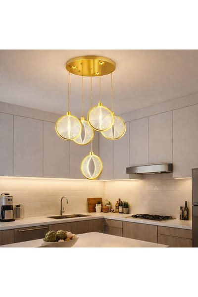 Led YENİ MODEL 5 SARKIT A KALİTE GOLD RENK 3 IŞIK SEÇENEĞİ BEYAZ SARI VE GÜN ...