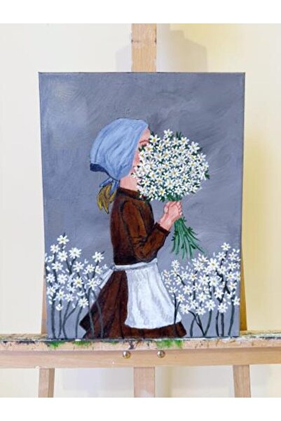 paintings لوحة فنية لفتاة ترتدي الزهور