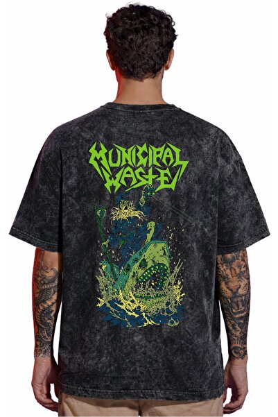 SEVBANO Tricou unisex supradimensionat cu imprimeu pe spate, cu design Munici...