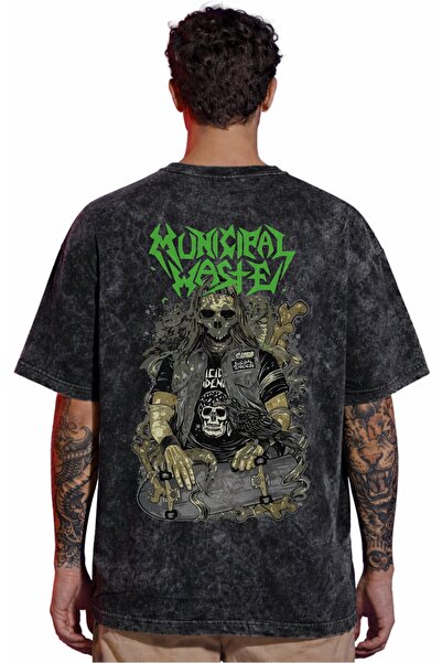 SEVBANO Tricou unisex supradimensionat cu imprimeu pe spate, cu design Munici...