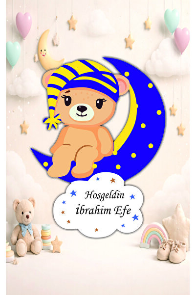 hediyyenvar Kişiye Özel Bebek Hastane Kapı Süsü Ayıcık Temalı – 24x35 cm Yeni...