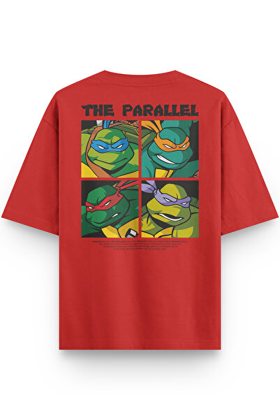 Overoz Women's / Men's Semi Oversize T-Shirt Ninja Back Printed Red T-Shirt 1302