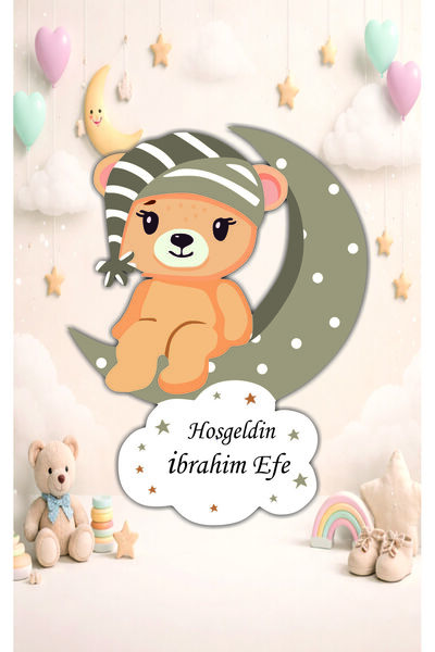 hediyyenvar Kişiye Özel Bebek Hastane Kapı Süsü Ayıcık Temalı – 24x35 cm Yeni...