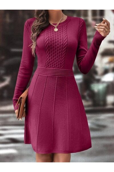 Iuliashop Rochie Scurta Tricotata Kalina Roz Inchis - S