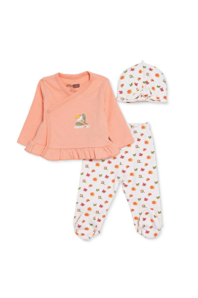 ebebek Hello Baby Hellobaby Baby Girl Bodysuit-Hat-Underwear Heart Printed Sn...