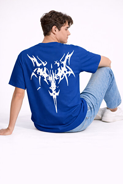 NEVERMIND Ανδρικό μπλουζάκι oversize με στάμπα στην πλάτη, streetwear, μαύρο,...