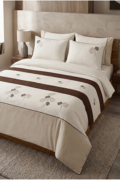İK TEKSTİL Natura Floral Embroidery, Linen Detailing, and 100% Cotton 7-Piece...