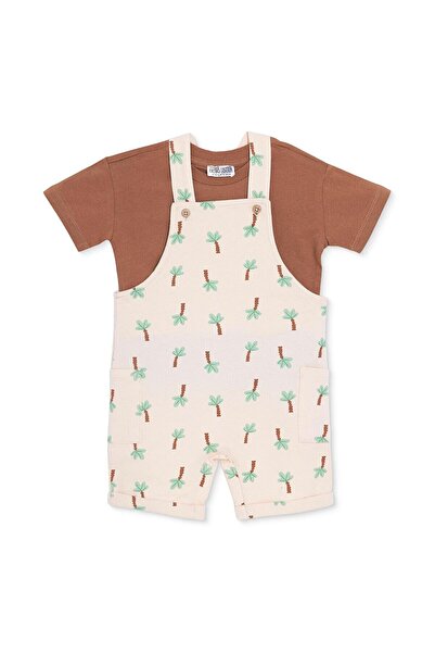 ebebek Hello Baby HelloBaby Erkek Bebek Şort Salopet-Tshirt Palmiye Baskılı D...