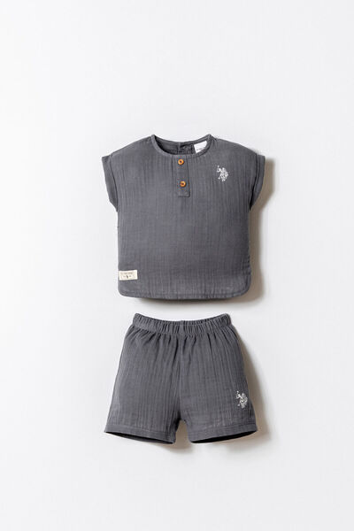 U.S. Polo Assn. Baby Boy Gray Shorts Set