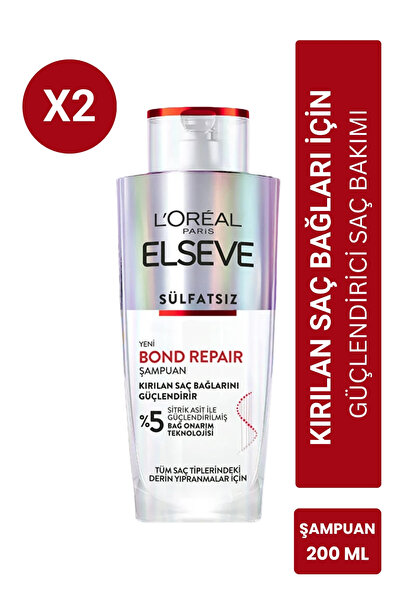 ELSEVE Bond Repair Tüm Yıpranmalar Için Güçlendirici Şampuan 200 ml x 2 Adet