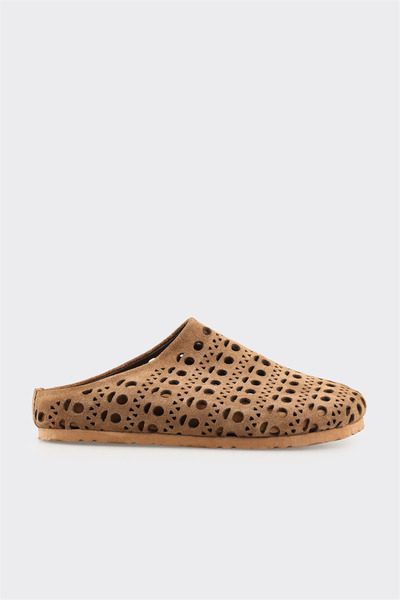 Elle Shoes Taba Deri Kadın Terlik