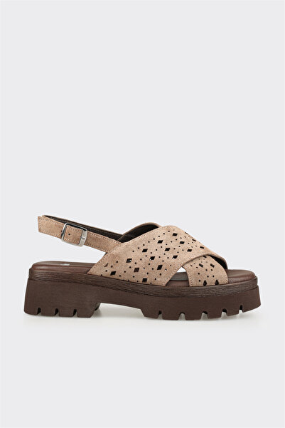 Elle Shoes Vizon Deri Kadın Sandalet
