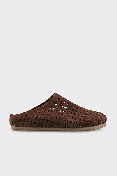 Elle Shoes Kahve Deri Kadın Terlik