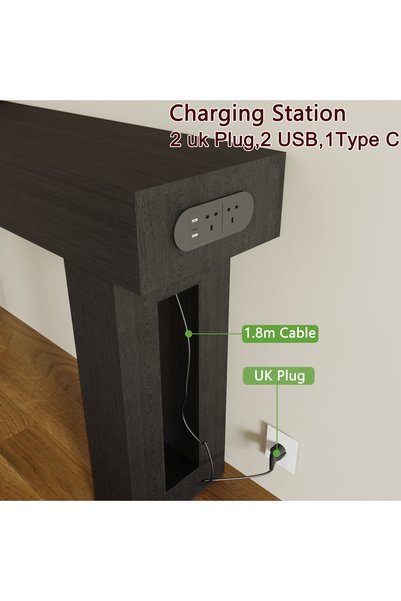 VariFurnx 160*35*90cm Console Table with Power Outlet Farmhouse Long Entryway Couch Table Large Sofa Table